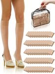 Preboun 50 Pairs Nylon Knee Highs for Women Knee High Stockings for Women with PVC Makeup Bag, Nude, Medium