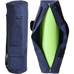 TJC Portable Yoga Mat Bag with Storage Pockets and Adjustable Shoulder Strap Yoga Mat Carry Luggage Bag Made of 100% Polyester Durable Lightweight Side Washable Travel Size 70x20x1 Cm - Navy