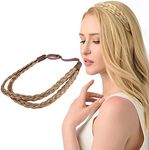 DIGUAN Double Three Strand Synthetic Hair Braided Headband Hairpiece Extension Women Girl Beauty accessory (Caramel Blonde)