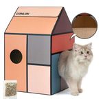 Conlun Cardboard Cat House with Cat Scratcher Pad&Catnip,Easy-to-Assemble Cat Scratch Cardboard House for Various Home Decor,Cat Scratching Board Toy for Indoor Cats&Small Animals Birthday