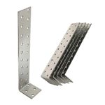 OMIDEAS 5 x Anchor Brackets (40 x 200 x 40) Metal Steel Tie Strap Corner L Steel Angle Timber Wood Joining Fixing Galvanised Connector