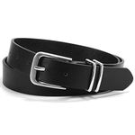 WHIPPY Women Casual Leather Belt for Jeans, Fashion Ladies Waist Dress Belt Silver Buckle Black S