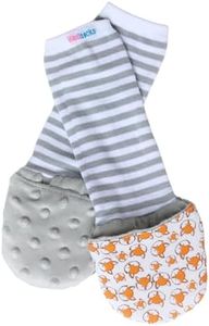 Handsocks Plushy Stay On Strap-Free No-Scratch & Warmth Mittens (Toddler Size. Bicep Should be 5.5"-9.0"), Felix (Grey/Foxes) - One Pair…