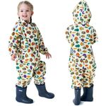 Kids Puddle Suit Boys Girls Rain Suit All in One Waterproof Overalls Toddler Muddy Suit Hooded Raincoat Cartoon Rainwear 8-10 Years XXL Size