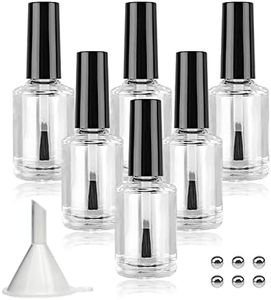 Agidea Empty Nail Polish Bottles with Brush Cap, 15ml Empty Glass Refillable Nail Polish Bottles with Mixing Agitator Balls & Funnels, Pack of 6