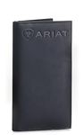 Ariat Men's Black Leather Bifold Wallet with Embossed Logo, Black, Bifold Wallet