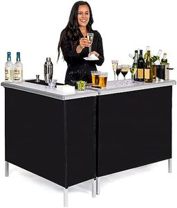 GoBar Portable Double Bar Table Set - Mobile Bartender Station for Events - Includes Carrying Case - Standard or LED