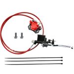 Rear Hydraulic Disc Brake Caliper System with Pad ATV Quad Rear Hand Brake Assembly Master Cylinder Caliper for 50cc 70cc 90cc 110cc 125cc 150cc Quad Bike ATV Buggy, Red