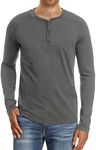 NITAGUT Mens Fashion Casual Front Placket Basic Long Sleeve Henley T-Shirts (M, Dark Gray)