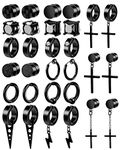 ONESING 15 Pairs Clip On Earrings for Men Magnetic Earrings Black Mens Earrings Hoop Dangle Earrings for Men Stainless Steel Black Earrings for Men Women Non-Piercing Earrings Set