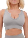 Super Eagle® Bralettes Sports Bras for Women High Impact Crop Top Seamless Padded Comfort Sport Wirefree Push up Bra Notch Neckline Workout Yoga Running Gym Light Grey