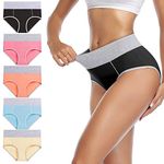 wirarpa Underwear Women High Waist Cotton Knickers Ladies Panties Full Coverage Briefs Underpants Plus Size Multicolour 5 Pack XL