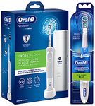 Oral B Vitality Criss Cross Electric Rechargeable Toothbrush With Travel Case, With Replaceable Brush Head Included (White Colour) & Cross Action Battery Powered Electric Toothbrush - Adult, 1 Count