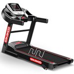 Sparnod Fitness STH-1200 Motorized Treadmill for Home Use, 4 HP Peak DC Motor, Bluetooth,12 km/hr Speed, 110 kg Max User Weight, 12 Preset Workouts, Manual Incline, Hi-Fi Speaker, Safety Key