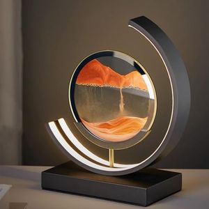 Heuanpte 3D Sand Art Light, Round Sand Picture Lamp with Stand - 3 Colors, Relaxing Desktop Home Office Decor