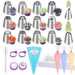 120 PCS Piping Bags and Tips Set 14 in Pastry Bags Cupcake Cookie Cake Decorating Kit Supplies 12 Flower Frosting Nozzles 2 Leaf Piping Tips 2 Couplers 2 Icing Bag Ties 1 Tips Brush