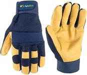 Wells Lamont Men's Leather Palm Work Gloves | Heavy Duty, Form Fitting for Improved Dexterity | Made with Water-Resistant HydraHyde, Medium (3207M), Blue