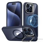 ESR for iPhone 15 Pro Max Case, Compatible with MagSafe, Military-Grade Protective Case, Built-In Stash Stand Phone Case, Scratch-Resistant Back Cover, Classic Series, Clear Dark Blue