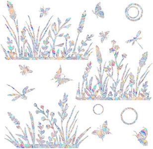 Flower and Grass Anti-Collision Decals - Save Birds from Window Collisions, Reusable Vinyl Rainbow Window Stickers