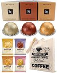 Nespresso Vertuo Coffee Pods Capsules Barista Creations Selection - Sweet Vanilla, Roasted Hazelnut, Golden Caramel - 30 Pods Bundled with Border Biscuits and Giftable Tote Bag