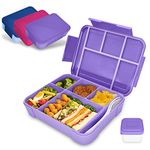 IJIAMY Bento Lunch Box Kids, Bento Box Lunch Box Adults with 5 Compartments and 1 Salad Dressing Containers, Snack Box for Kids and Adults Work School (Purple)