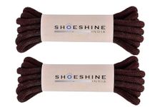 SHOESHINE Brown Round Boot Lace 4mm Thick Shoelace for Hiking, Trekking, Safety Shoes - Dark Brown Color, 2 Pair (4 Pcs)