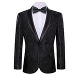 Barry.Wang Men's Tuxedo Blazer Luxury Paisley Embroidery Casual Jacket Lapel One Button Wedding Business Coat Black S-3XL