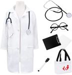 ZZIHAN Doctor Costume for Kids Doctor Lab Coat Costume Nurse Veterinarian Scientist Costume Doctor Accessories Toys Stethoscope Nursing Clipboards Boys Girls 10-12Y Brithday Party Halloween Dress Up