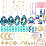 370 Pcs Crystal Suncatcher Kits Hanging Chandelier Crystals Prisms Parts Rainbow Maker Pendants for Stained Glass Window Hanging DIY Sun Catchers Beads Indoor Window Outdoor Garden Decor (Gold)