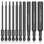 K Kwokker 10PCS 100MM Allen Wrench Drill Bits, 1.5mm-12mm Black Allen Key Bit Set, 1/4 Inch Hex Shank Hex Screwdriver Bit Set for Assembling Furniture