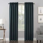 Sun Zero Easton Energy Saving Blackout Rod Pocket Curtain Panel, 40" x 63", Teal