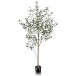 Feelead Faux Olive Tree 6ft - Artificial Olive Trees Indoor with Natural Wood Trunk and Realistic Leaves 6 Feet Tall Faux Tree Plant Fake Olive Tree for Home Office Decor Indoor