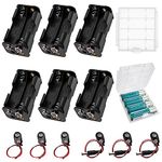 6 PCS 4 AA Battery Holder, 4 x 1.5V AA 6V Back to Back Battery Holder Case Box with 6 PCS I Type Battery Clip