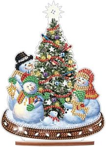 Diamond Painting Christmas Snowman Christmas Tree Desktop Ornaments DIY Diamond Art Christmas Tree Table Paint by Number Arts Crafts Home Living Room Office Christmas Table Top Decor
