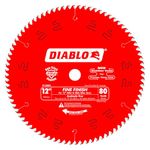 Freud D1280X Diablo 12-Inch 80 Tooth ATB Crosscutting Saw Blade with 1-Inch Arbor, Red