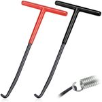 2 PCS Exhaust Spring Puller Tool, Motorcycle Exhaust Spring Hook, T Shaped Handle Spring Removal Tool with Rubber Coating, Snowmobile Accessories for Motorcycle Dirt Bike (Red and Black)