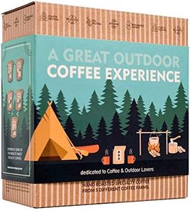 Juego de regalo de café gourmet para exteriores para hombres y mujeres, 5 cafés orgánicos y especiales de origen único del mundo en cerveceros innovadores, caja de muestra para los amantes del café