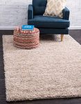 Unique Loom Solid Shag Collection Taupe Area Rug (7' x 10')