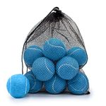 Magicorange Tennis Balls, 12 Pack Advanced Training Tennis Balls Practice Balls, Pet Dog Playing Balls, Come with Mesh Bag for Easy Transport, Good for Beginner Training Ball (Light Blue)