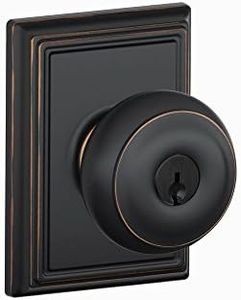 Schlage F51A GEO 716 ADD Addison Collection Georgian Keyed Entry Knob, Aged Bronze