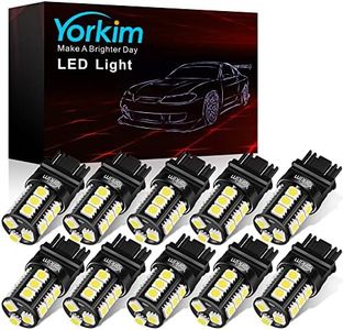 Yorkim 3157 LED Light Bulbs White Super Bright, 3056 3156 3156A 3057 4057 3157 4157 T25 LED Bulbs for Brake Lights, Backup Reverse Lights， Reverse Tail Lights - Pack of 10