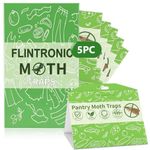 flintronic Pantry Moth Traps, 5 Pack Food Moth Trap, Non-Toxic and Odourless Sticky Pheromone Trap, Moths Catcher with No Insecticides, Monitoring Traps for Food and Cupboard Moths