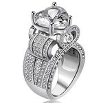 Uloveido Charm Love Heart Statement Ring Wide Architecture Elevated Wedding Band Cocktail Party Prom Rings for Women (Size T) Y429