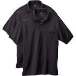 Hanes Men's Short Sleeve Jersey Pocket Polo, Black, Large (Pack of 2)