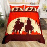 Loussiesd Western Decor Bedding Set Wild West Cowboy Comforter Cover for Kids Boys Children Rodeo Cowboy Style Duvet Cover Ultra Soft Grunge Design Decor King Size