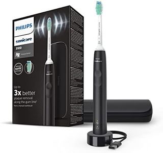 Philips Sonicare 3100 Series Sonic Electric Toothbrush with Pressure Sensor and BrushSync Replacement Reminder, HX3673/14, Black