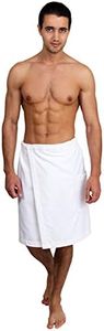 TowelSelections Cotton Terry Velour Bath Towel Shower Wrap for Men Medium/Large White