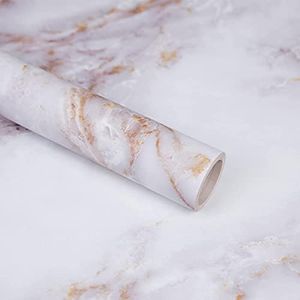 Decoroom Marble Effect Self Adhesive Vinyl Wrap 40x300cm, Marble Sticky Back Plastic Roll, Waterproof Flim, Peel and Stick Wallpaper for Kitchen Bathroom Countertop Table Furniture Stickers