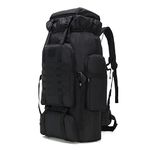 WintMing 70L Camping Hiking Backpack Molle Rucksack Waterproof Traveling Daypack (Black)