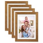 Giftgarden 5x7 Picture Frame Set of 4 Antique Gold, 6x8 Matted to 5 x 7 Photo with Mat or 6 x 8 without Mat for Wall or Tabletop Display